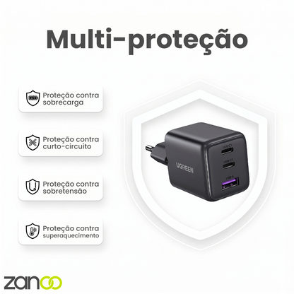 Carregador Turbo Ugreen 30W GaN 3 Portas